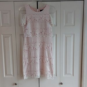 Jessica Simpson blush/lace overlay bodycon dress